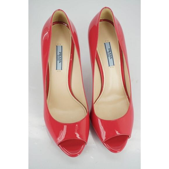 Prada Peep Toe Pink Patent Platform Pumps NIB - Picture 11 of 12